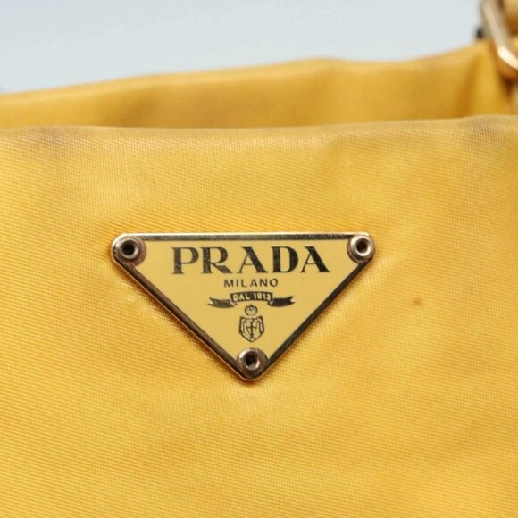 PRADA Tote Bag Nylon Yellow Gold Auth 87177 - Picture 12 of 16